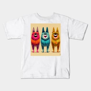 3 Colorful Canine Friends Kids T-Shirt